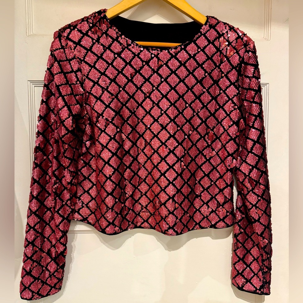 VINTAGE 80s RARE PARTY TOP VELVET & SEQUINS